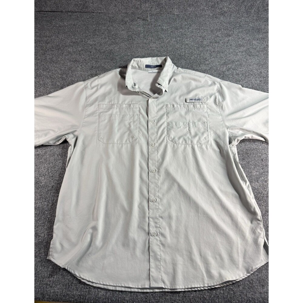 Columbia PFG Tamiami II Men’s XL Gray Short Sleeve Fishing Shirt Button‑Down